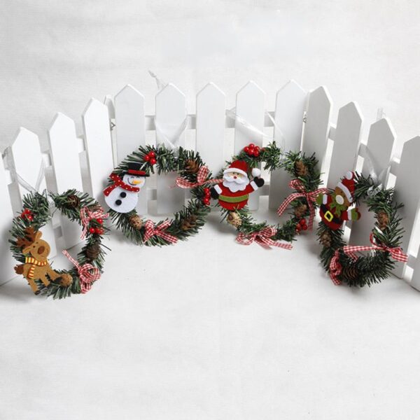 Nice Mini PVC Christmas Wreath DIY Xmas Ornament With Elk Snowman Santa Claus Baubles Christmas Wreath 5
