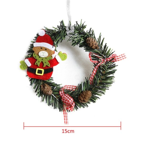 Nindot nga Mini PVC Christmas Wreath DIY Xmas Ornament Uban sa Elk Snowman Santa Claus Baubles Christmas