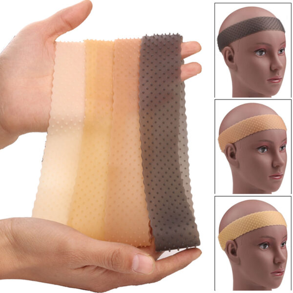 ແຖບສາຍແອວທີ່ບໍ່ມີຄວາມຍືດຫຍຸ່ນ Wip Grip Headband Transparent Silicone Wig Band ທີ່ສາມາດປັບແຕ່ງໄດ້ ສຳ ລັບເຄື່ອງນຸ່ງຫົ່ມ Lace Wigs