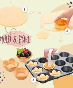 Pastry Dough Tamper Kit Kitchen Flower Round Cookie Cutter Set Cupcake Muffin Tart Shells Mold 3