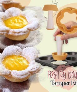 Pastry Dough Tamper Kit Kitchen Flower Round Cookie Cutter Set Cupcake Muffin Tart Shells Mold 4