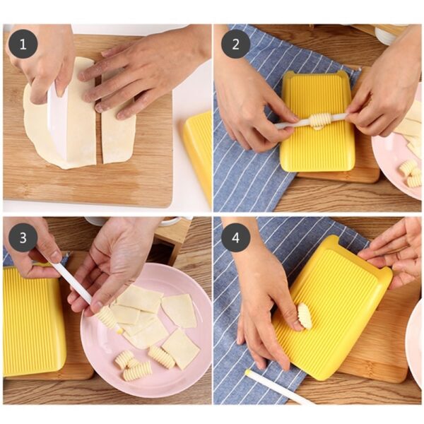 Plastic Pasta Macaroni Board Spaghetti Macaroni Pasta Gnocchi Maker Rolling Pin Baby Food Supplement Molds Manual 2