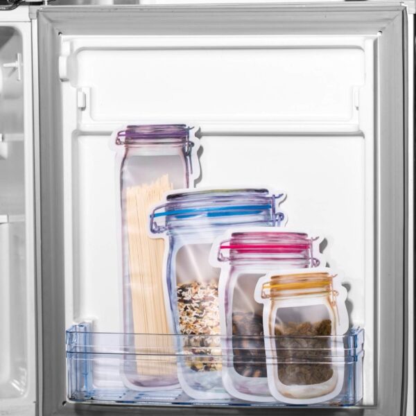 Reusable Mason Jar Bottles Bags Nuts Candy Cookies Bag Seal Fresh Food Storage Bag Snacks Zipper 2