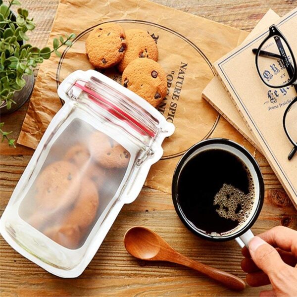 Riutilizabile Mason Jar Bottiglie Sacchetti Noci Candy Cookies Bag Seal Bag Food Storage Fresh Snacks Zipper 3