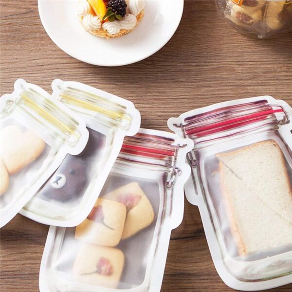 Reusable Mason Jar Bottles Bags Nuts Candy Cookies Bag Seal Fresh Food Storage Bag Snacks Zipper 4