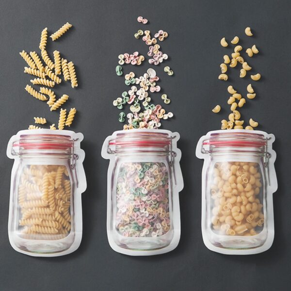 Dapat Digunakan Kembali Mason Jar Botol Tas Kacang Permen Kue Tas Tahan Air Segel Makanan Segar Tas Penyimpanan Makanan Ringan
