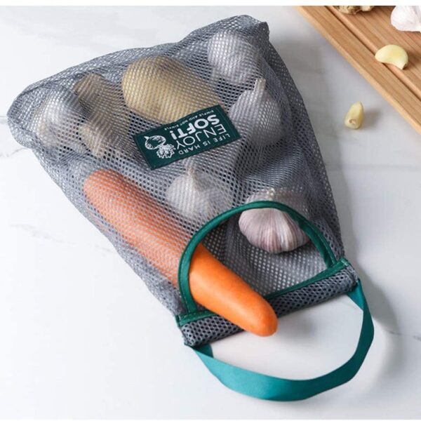 Reusable Produce Bag Reusable Washable Cotton Mesh Bags Organic Eco Friendly Mesh Handbag Long Handle Net 1