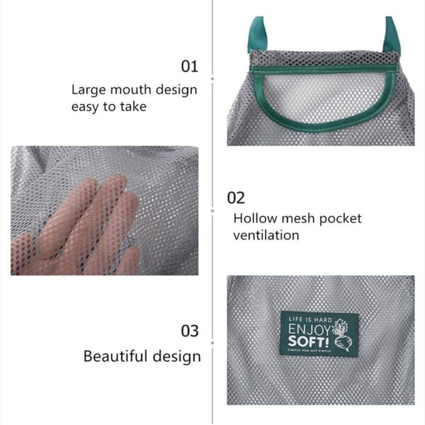 Reusable Produce Bag Reusable Washable Cotton Mesh Bags Organic Eco Friendly Mesh Handbag Long Handle Net 5