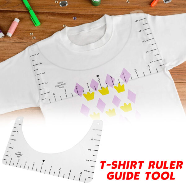T Shirt Ruler Guide Alignment Tool High Accuracy T shirt Round Neckline Measurer Transparent Size Chart 1