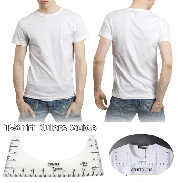 T Shirt Ruler Guide Alignment Tool High Accuracy T shirt Round Neckline Measurer Transparent Size Chart 3