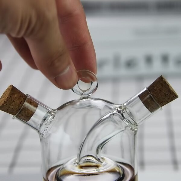 Transparent Glass Oil Bottle Vinegar Sauce Container Creative Double Layer Glass Spice Leak proof Oil Vinegar 5