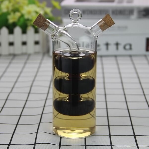 Transparent Glass Oil Bottle Vinegar Sauce Container Creative Double Layer Glass Spice Leak proof Oil Vinegar