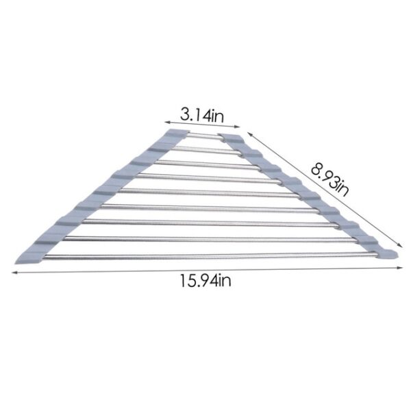 Scolapiatti triangolare da cucina, scolapiatti sopra il lavello, scolapiatti arrotolabile in acciaio inox