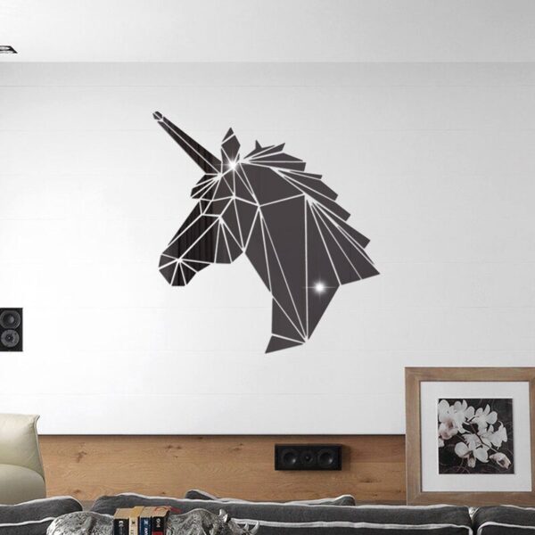 Unicorn Mirror Wall Sticker 3D Horse Geometric Acrylic Sticker Mirror Surface Wall Stickers For Kids Room 1