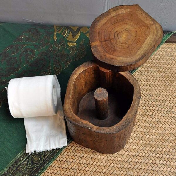 Vintage Wooden Paper Tube Home Hotel Room Tissue Box Bathroom Roll Holder Bathroom Kitchen Paper Holder 2