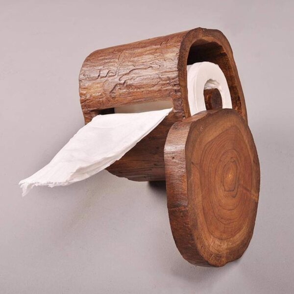 Vintage Wooden Paper Tube Home Hotel Room Tissue Box Bathroom Roll Holder Bathroom Kitchen Paper Holder