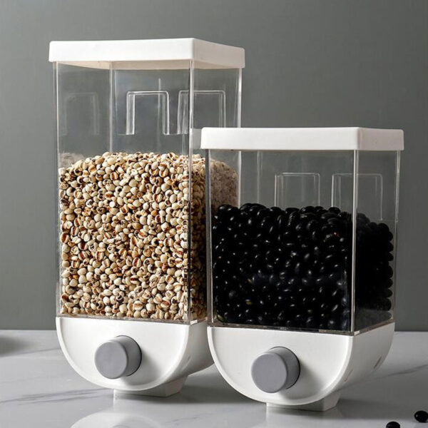 Phab ntsa Mounted Xovxwm Cereals Dispenser Grain Storage Box Dry Food Container Organizer Kitchen Accessories Tools 1000 1