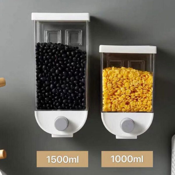 Phab ntsa Mounted Xovxwm Cereals Dispenser Grain Storage Box Dry Food Container Organizer Kitchen Accessories Tools 1000 3