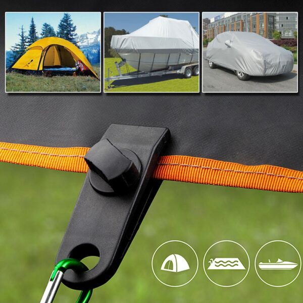 10pcs Hnyav Hnyav Hnyav Hnyav Hnyav Hnyav Hnyav Hwm Xauv Grip Awning Clamp rau Canopies Camping Tarps