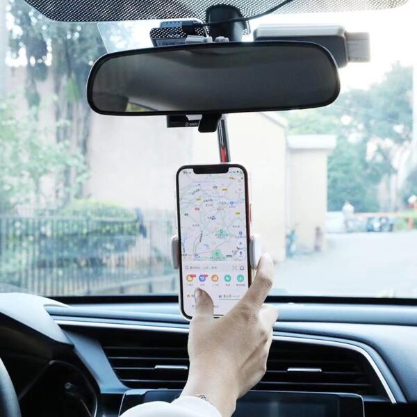 2021 New Car Rearview Mirror Mount Phone Paʻa No iPhone 12 GPS Noho Smartphone Kaʻa Phone 1