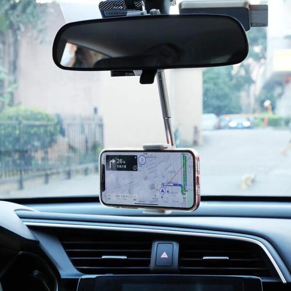 2021 New Car Rearview Mirror Mount Phone Paʻa No iPhone 12 GPS Noho Smartphone Car Phone