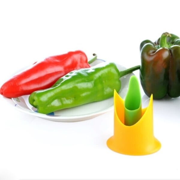 2Pcs set Creative Pepper Corer Slicer Pepper Seeded Remover Device Tomato Coring Device Fruit Vegetable Cutter 3