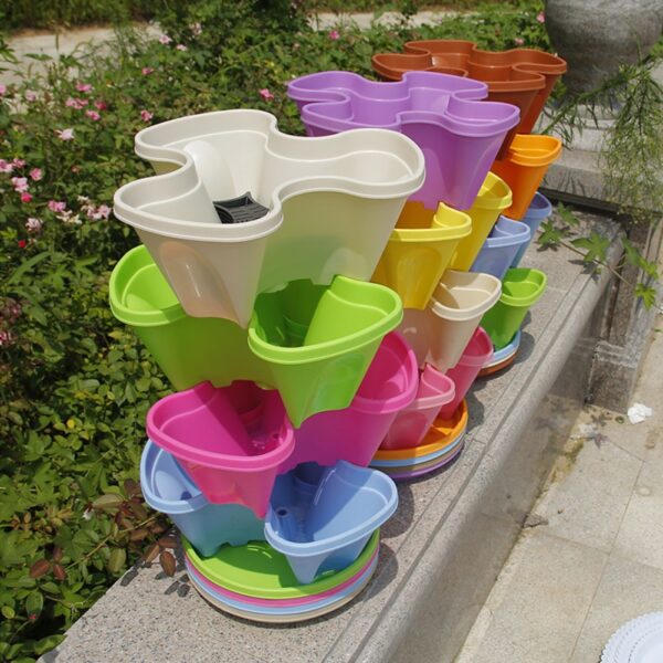 3 Dimensional Multi Layer Combination Flower Pot Strawberry Planting Pot Large 3 Petal Flower Pot Balcony 1