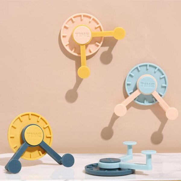 4pcs lot Time Clock Wall Hooks Clothes Towel Mask Hanger Rotating Strong Sticky Hook Bag Coat