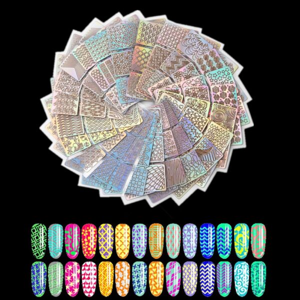 6 12 24 Sheet DIY Nail Art Vinyls Mold Stencil Hollow Template Guide Stickers Nail Art 5