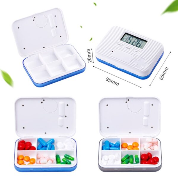 6 Grid Pill Box Digital Medicine Storage Box Smart Electronic Timing Reminder Pillbox Alarm Timer Pills 1