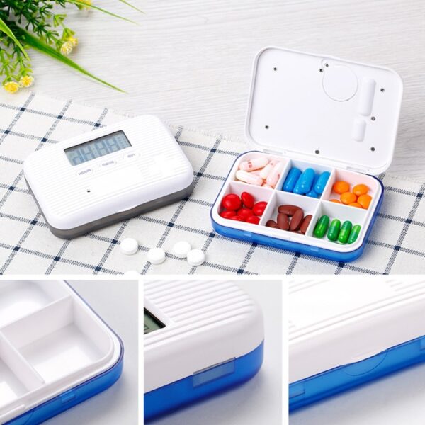 6 Grid Pill Box Digital Medicine Storage Box Smart Electronic Timing Reminder Pillbox Alarm Timer Pills 2