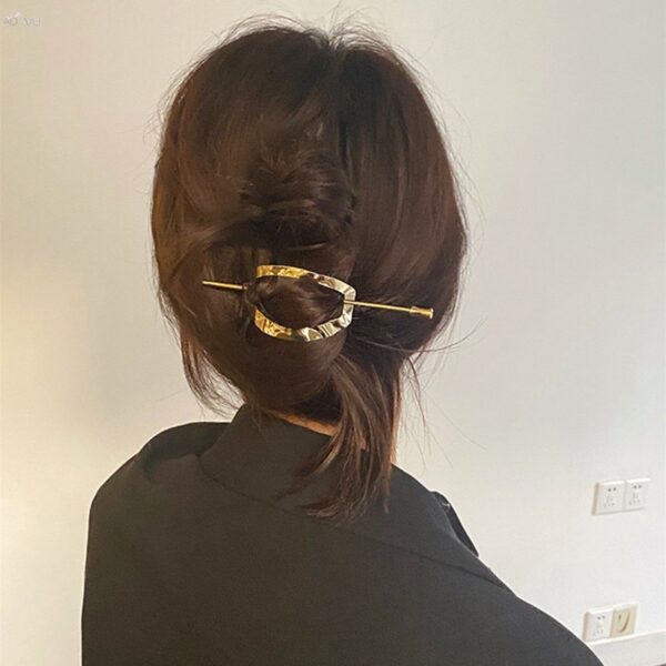 AOMU 2020 Fashion Vintage Metalen Geometrische Hollow Ronde Vierkante Haar Sticks Haar Clip Hoofddeksels Haaraccessoires