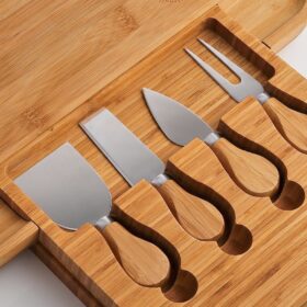 Bamboo Cheese Board Cutlery Set - image 2
