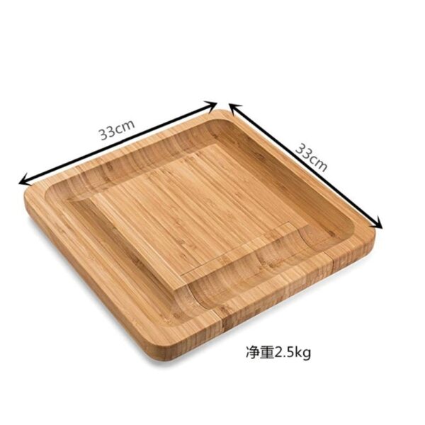 Bamboo Cheese Board with Cutlery Wood Charcuterie Platter Serving Meat Board with Slide Out Drawer with 3