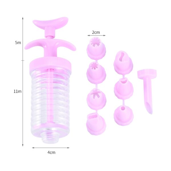 Ectionîrîn Cookie Kek Pink Kiraz Amûrên DIY Bişkojk Serişteyên Plastîk Gun Gun Pastry Syringe Extruder Kitchen Gadget 4