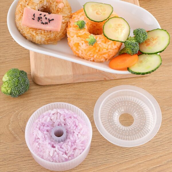Déantóir Sushi Múnla Rice Babhta Donut Déantóir Sushi Neamh-bata DIY Easy Rice Ball Press Mould Children 6