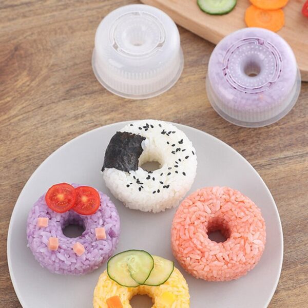 Déantóir Sushi Múnla Rice Babhta Donut Déantóir Sushi Neamh-bata DIY Easy Rice Ball Press Mould Children 9