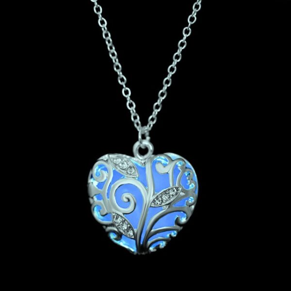 FAMSHIN Bohemia Silver Color Luminous Stone Heart Pendant Necklace Fashion Women Halloween Hollow Necklace Jewelry Gifts 1.jpg 640x640 1