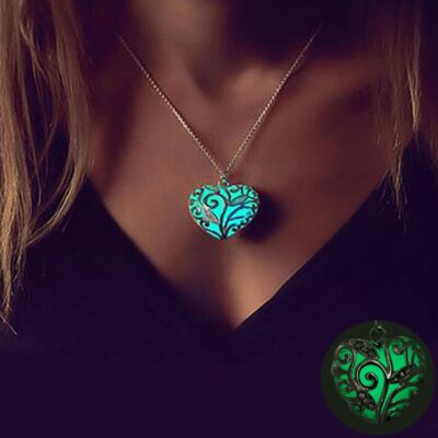 FAMSHIN Bohemia Silver Color Luminous Stone Heart Pendant Necklace Fashion Women Halloween Hollow Necklace Jewelry Gifts 400x400 1