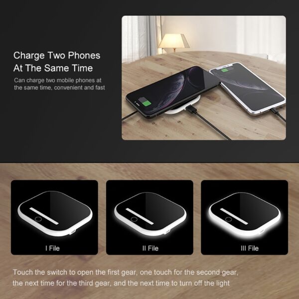 iPhone SE2 8Plus X XR XS 11 PRO Max 4 साठी फास्ट Qi वायरलेस चार्जर टेबल लॅम्प
