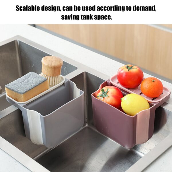 FenKicyen Foldable Kitchen Organizer Dish Drainer Drying Rack Sink Organizer Basket Sponge Soap Debris Rack Draining 3