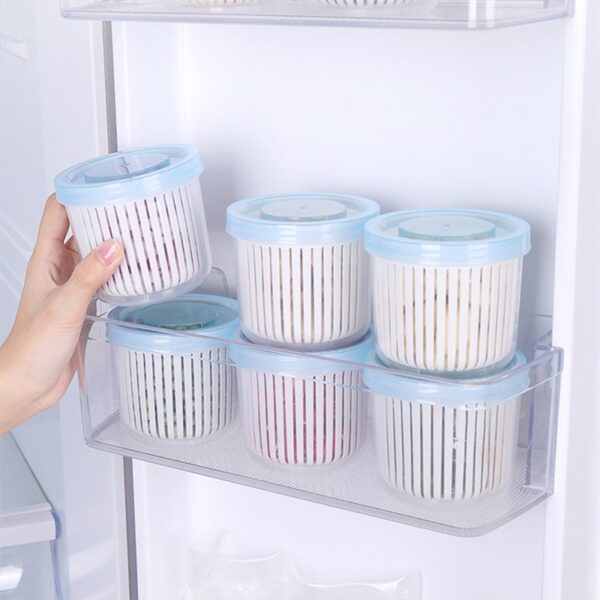 Food Drain Sealed Box Garlic Onion Refrigerator Food Fresh Storage Box Kitchen Accessories Organizer Round Storage 1