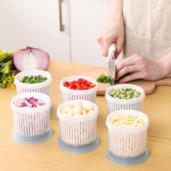 Food Drain Sealed Box Garlic Onion Refrigerator Food Fresh Storage Box Kitchen Accessories Organizer Round Storage 3