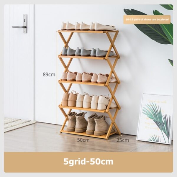 Free installation folding multi layer shoe rack simple household economic racks dormitory door storage rack bamboo 3.jpg 640x640 3
