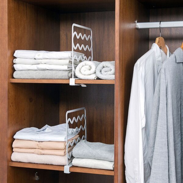 High Quality Home Decorative Closet Shelf Dividers Closet Shelves Towels Separators Drawer Organizer Clothes Storage Rack 9
