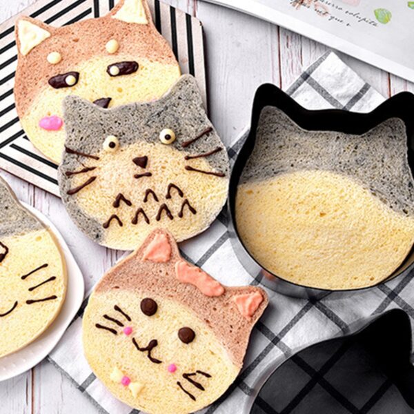 იაპონური კატის სადღეგრძელოს ყუთი გლუვი და არაწებოვანი დიზაინის პურის საცხობი წყაროები გააკეთე საყვარელი კატა 2