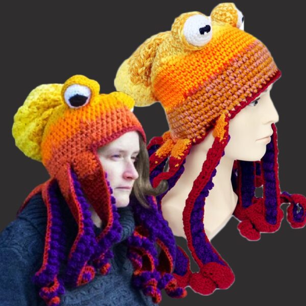 Knit Octopus Hats Beard Hand Weave Wool Christmas Cosplay Party Funny Tricky Headwear Warm Winter Men 1