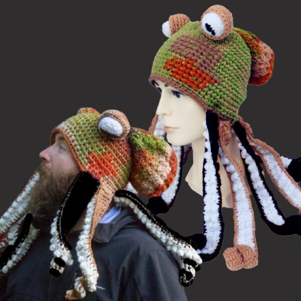 Knit Octopus Hats Beard Hand Weave Wool Christmas Cosplay Party Funny Tricky Headwear Warm Winter Men 3