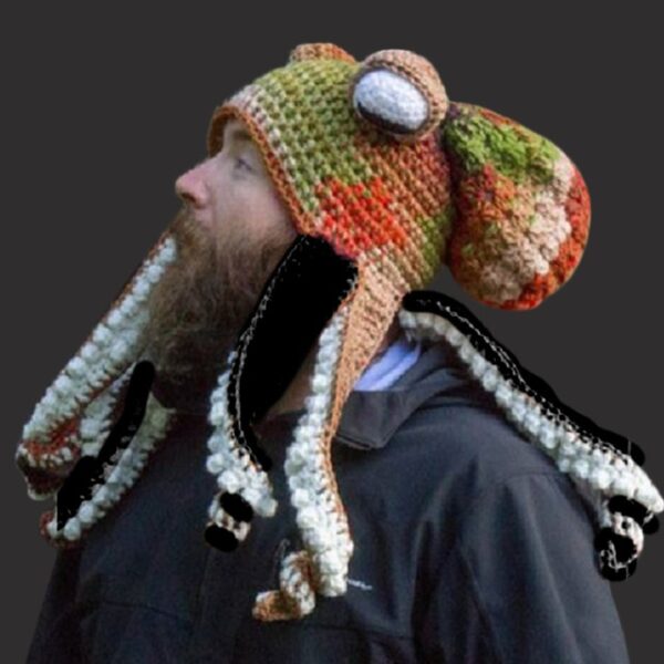 Knit Octopus Hats Beard Hand Weave Wool Christmas Cosplay Party Funny Tricky Headwear Warm Winter Men 3.jpg 640x640 3