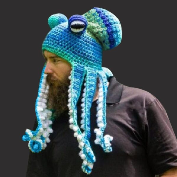 Knit Octopus Hats Beard Hand Weave Wool Christmas Cosplay Party Funny Tricky Headwear Warm Winter Men 4.jpg 640x640 4